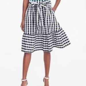 J. Crew Big Bow Tie Front Gingham Print Skirt Size 2